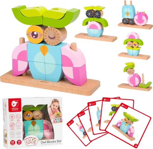 Cubi 3D din lemn – bufniță CLASSIC WORLD