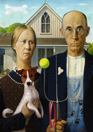 Puzzle 500 piese American Gothic Ediția Câinilor