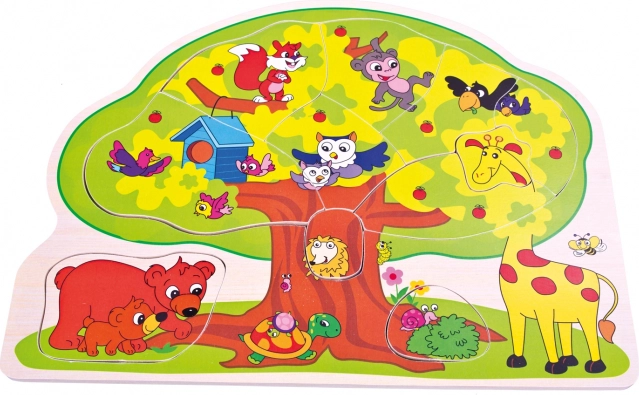 Puzzle din lemn Bino – animăluțe vesele