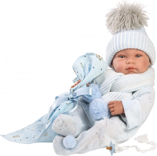 llorens new born băiețel – păpușă realistă bebeluș 43 cm, corp din vinil integral
