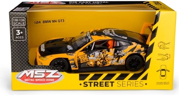 MSZ BMW M4 GT3 with WASA model de mașină galben 1:24