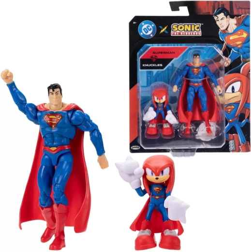 Jakks Pacific set de figurine Knuckles ca Superman și Superman (Sonic the Hedgehog x DC Comics)