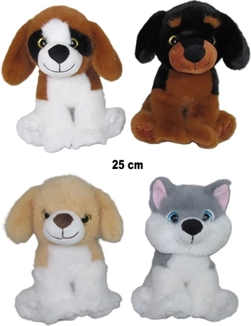Câine de pluș 25 cm (model aleatoriu)