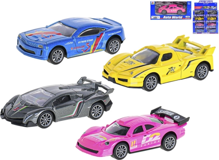 Mașinuță sport metalică 1:43 cu mecanism pull-back, 10 cm