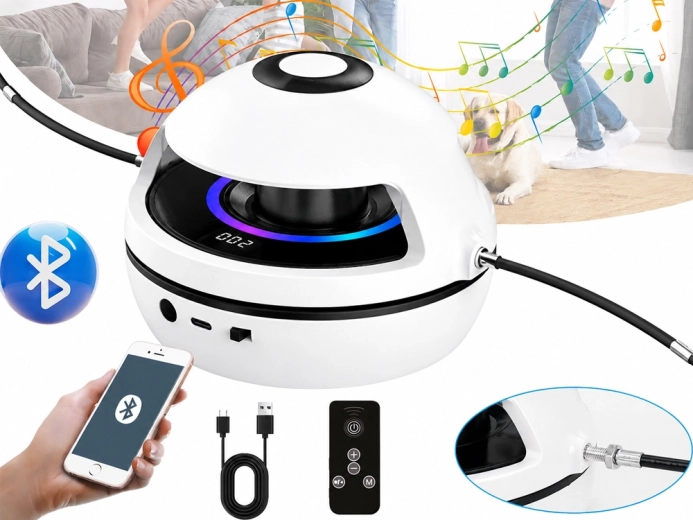 Muzică Bluetooth, efecte luminoase și baterie reîncărcabilă