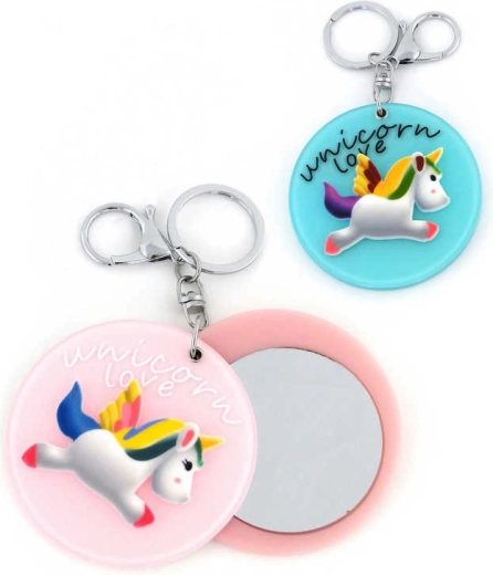 Breloc unicorn cu oglindă și carabină - 1 bucată