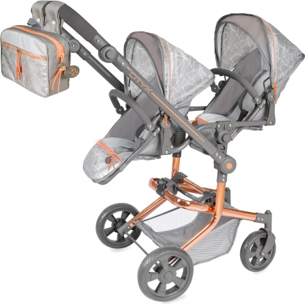 Cărucior pliabil pentru gemeni pentru păpuși cu rucsac CITY X – 91 cm