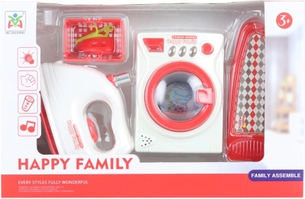 Spălătorie pentru copii Happy Family – mașină de spălat, fier de călcat și masă de călcat