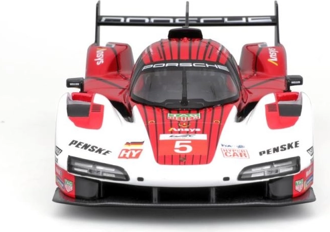 model auto metalic 1:24 bburago porsche 963 alb/roșu #5