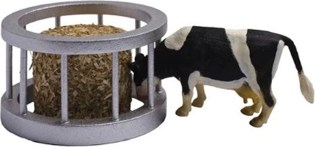 Hrănitor rotund pentru vaci 1:32 cu fân și o figurină de vacă