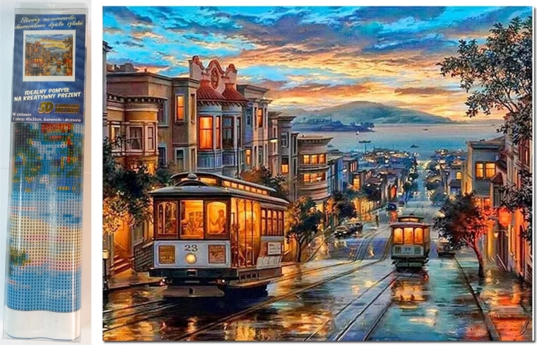 pictură cu diamante tramvai în oraș 30 × 40 cm