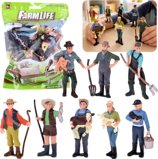 Figurine fermă – set de 8 fermieri Hop Hop Hop!