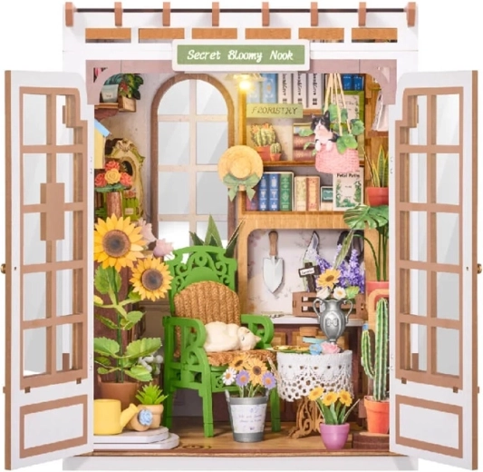 RoboTime puzzle 3D din lemn – opritor de cărți Secretul colțului floral
