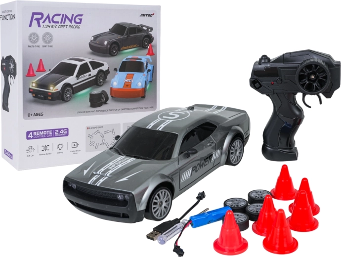 Mașină de drift cu telecomandă 1:24 cu accesorii