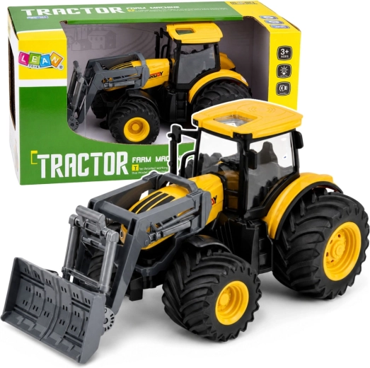 Tractor cu lamă de împins, cu lumini și sunete 1:24 galben
