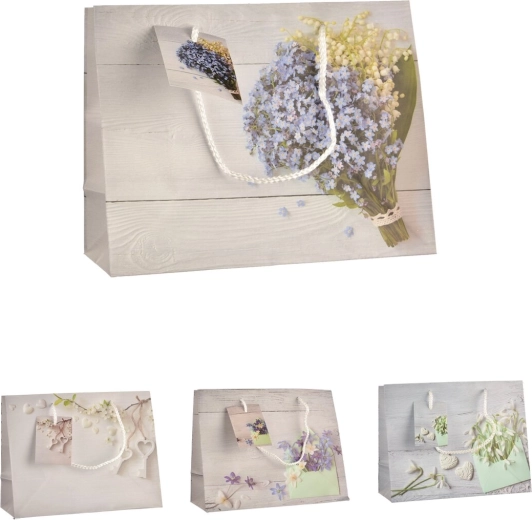 Pungă cadou cu motiv floral 23 × 10 × 18 cm (4 variante)