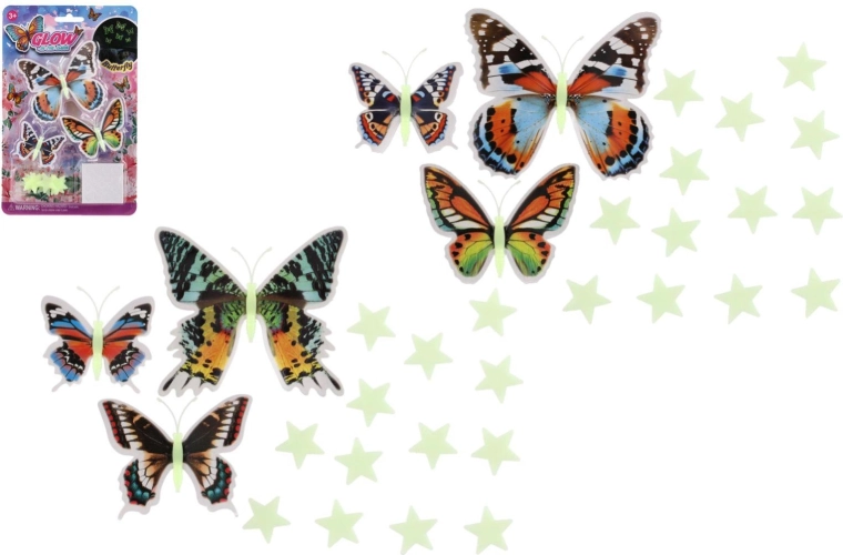 Fluturi și stele luminoase pentru perete – decorațiuni 3D pentru camera copiilor