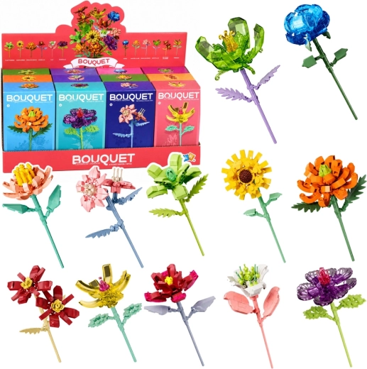 Set de construcție floare pe tulpină – mix color 71–106 piese - 1 bucată