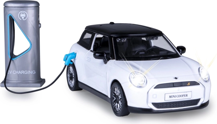 Model metalic MINI Cooper 1:28 alb cu lumini și sunete
