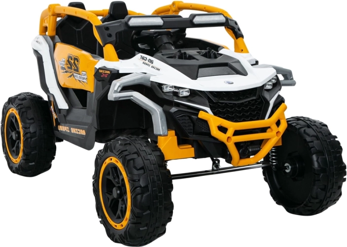 Mașină electrică pentru copii galben-alb 4x4