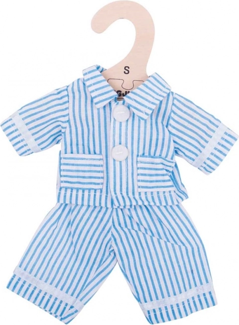 Bigjigs Toys pijamă albastră pentru păpușă de 28 cm cu umeraș