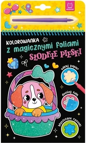 Carte de colorat cu folii magice – Cățeluși dulci