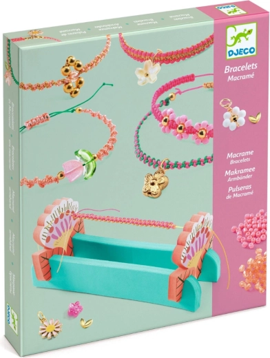 Djeco set creativ pentru brățări macramé și brățări cu mărgele – roz