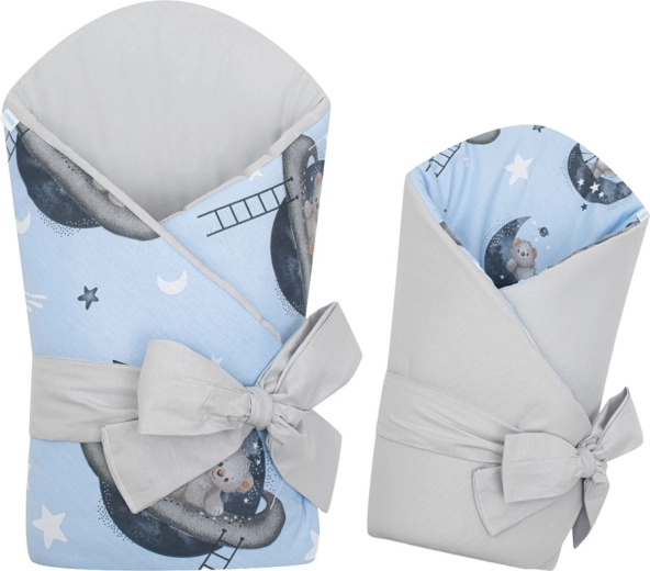 Scutec înfășat dublu pentru bebeluși New Baby Teddy Bear in Space 80×80 cm