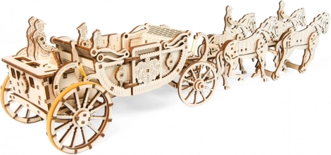 Ugears trăsura regală – puzzle mecanic 3D din lemn