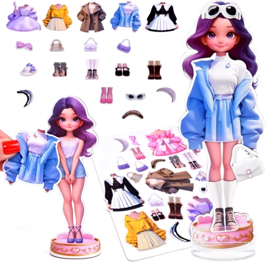Set magnetic de îmbrăcat Păpușă elegantă - 1 bucată
