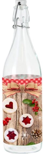 Sticlă din sticlă cu închidere tip clemă TORO 1 l cu motiv linzer