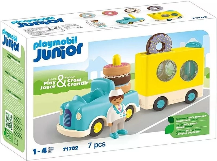 Playmobil 1.2.3 camionul nebun cu gogoși pentru stivuire și sortare