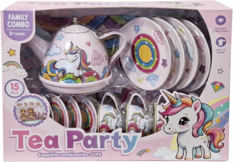 Set de ceai pentru copii cu motiv unicorn (15 piese)