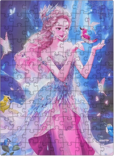 Puzzle Prințesa roz cu sclipici, 100 de piese