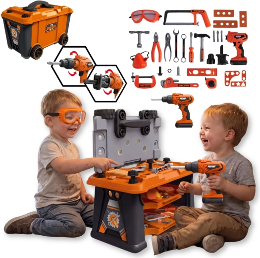 Atelier pentru copii TinyMini cu unelte, 65 de piese