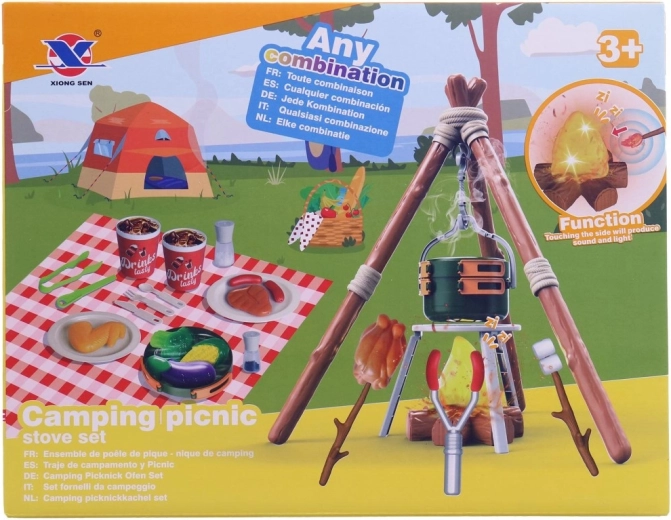 Set pentru tabără cu cutie din plastic