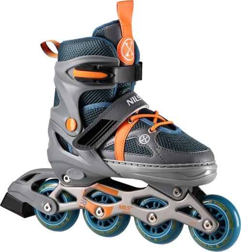Role cu rotile NILS Extreme gri-portocalii, reglabile – S (31-34)