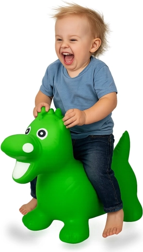HoppyDoo animal de sărit gonflabil dragon verde cu pompă