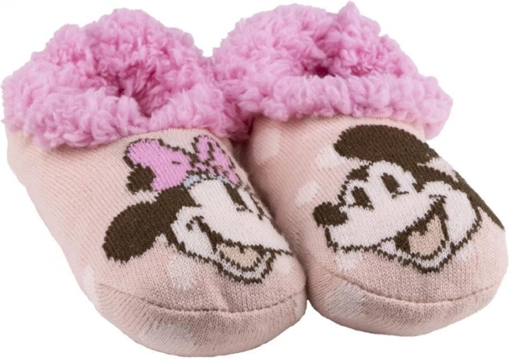 Papuci de casă tricotate cu blăniță DISNEY MINNIE