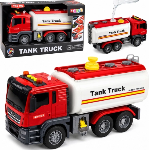 Jucărie cisternă Tank Truck cu sistem de apă, lumini și sunete – roșie