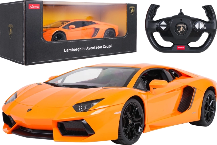 Mașină Lamborghini Aventador RASTAR cu telecomandă, la scara 1:10, portocalie