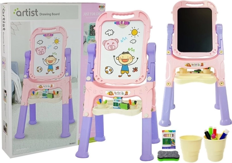 Tablă magnetica dublă pentru copii roz-violet