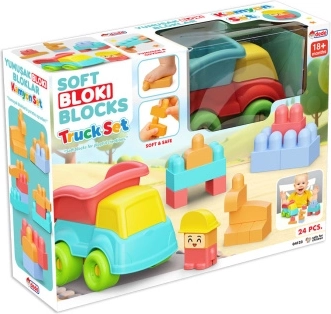 Cuburi moi de construit cu camion basculant – set de 24 de piese
