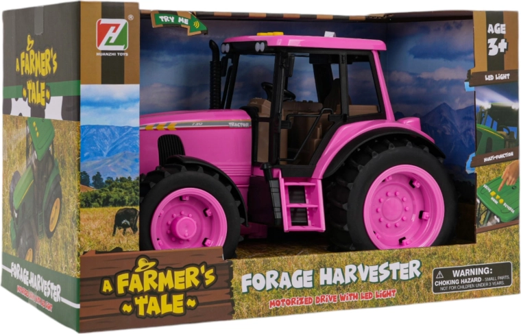 Tractor roz cu funcții de lumini și sunete
