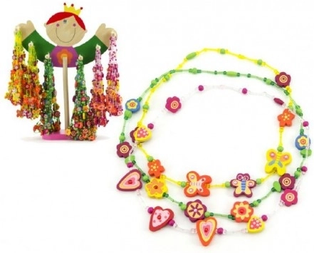 Set de mărgele din lemn pentru coliere, 72 buc, 20 cm