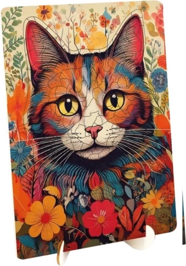 Puzzle din lemn cu contur Moxy – Pisică, 125 piese
