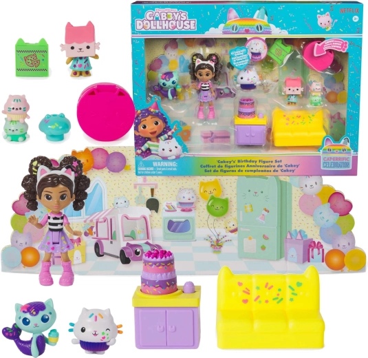 Căsuța lui Gabby – set aniversar Cakey Cat cu figurine și accesorii