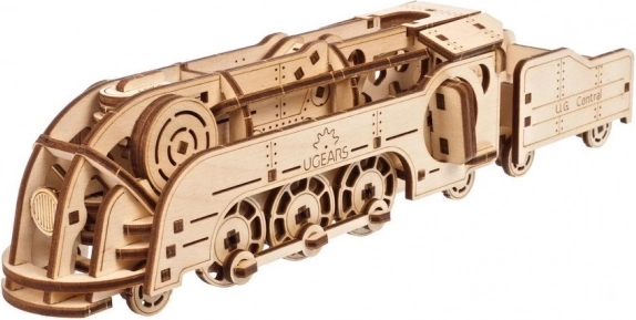 Ugears mini locomotivă – puzzle mecanic 3D din lemn
