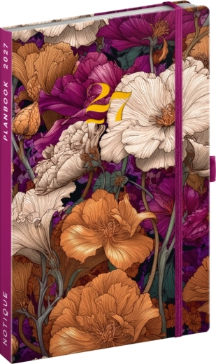 Notique planbook agendă și caiet de notițe flori vintage 2027, 13 × 21 cm