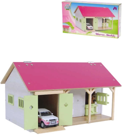 Grajd din lemn pentru cai cu garaj 34 × 22 × 19 cm